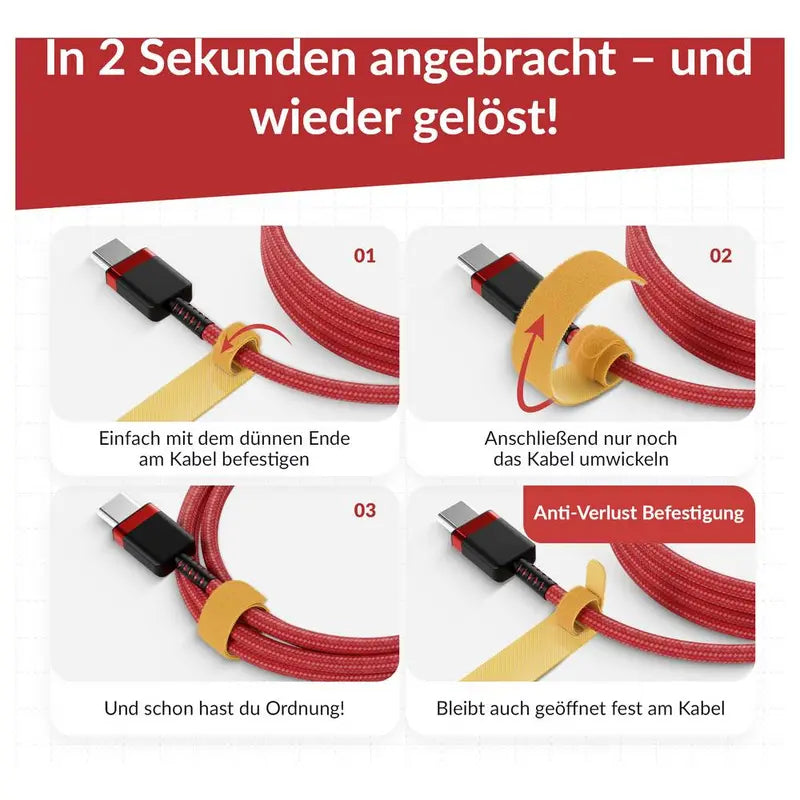 Label the Cable Kabelbinder Klett Fixierschlaufe Velours bunt 10er-Pack 25 SETS - 4260162070679
