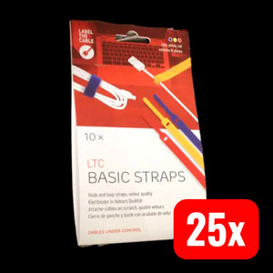 B-Ware Label The Cable Kabelbinder Klett Fixierschlaufe Velours Bunt 10er Pack 25 Sets