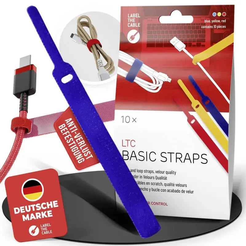 B-Ware Label The Cable Kabelbinder Klett Fixierschlaufe Velours Bunt 10er Pack 25 Sets - 4260162070679