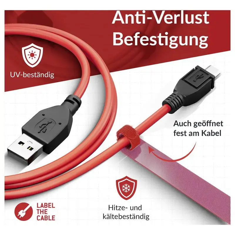 B-Ware Label The Cable Kabelbinder Klett Fixierschlaufe Velours Bunt 10er Pack 25 Sets - 4260162070679