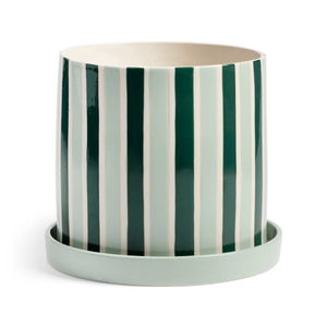 B-Ware &Klevering Clash Blumentopf übertopf Porzellan Untersetzer ø23,5x21cm Grün/Weiß
