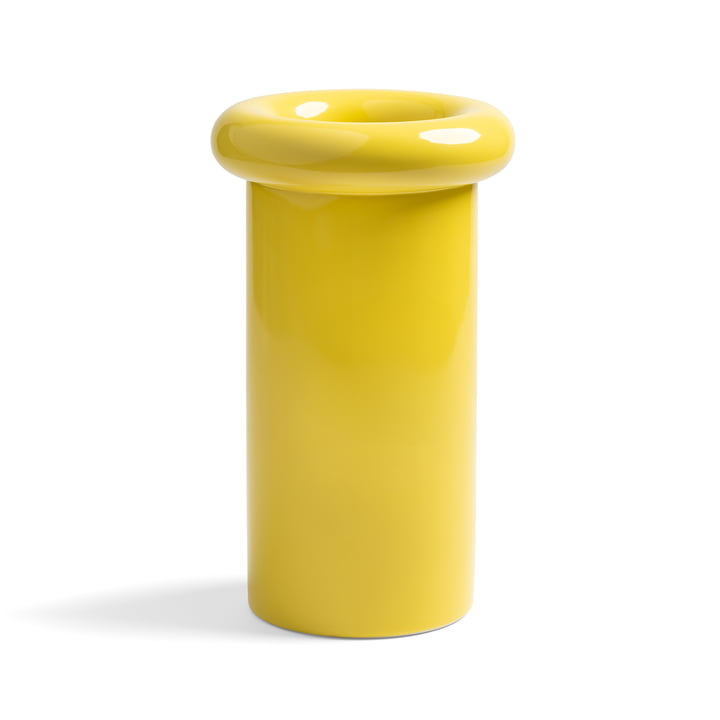 &Klevering Turban Vase Gefäß Blumenvase Dekovase Steingut 27 X ø 16 Cm Gelb      B-Ware - 8720812134527