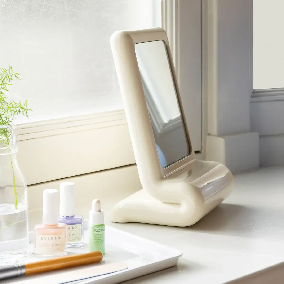 B-Ware &Klevering Kosmetikspiegel Handspiegel Spiegel Grün Polyresin Kompaktes