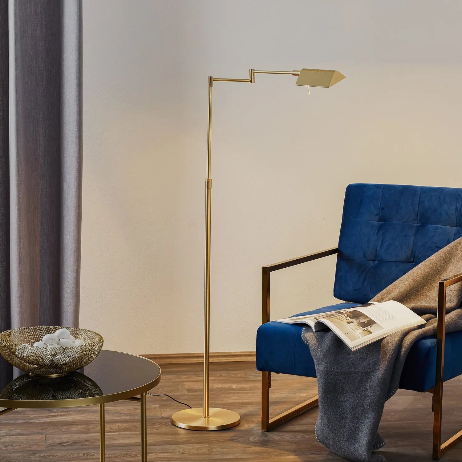 B-Ware Knapstein Stehleuchte Standlampe Led Danuta Verstellbar Messing Matt Metall - 4250035819078