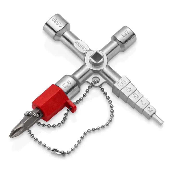 B-Ware Knipex Schaltschrankschlüssel 00 11 04 Zinkdruckguss Kunststoffadapter 3 Stück - 4003773048954