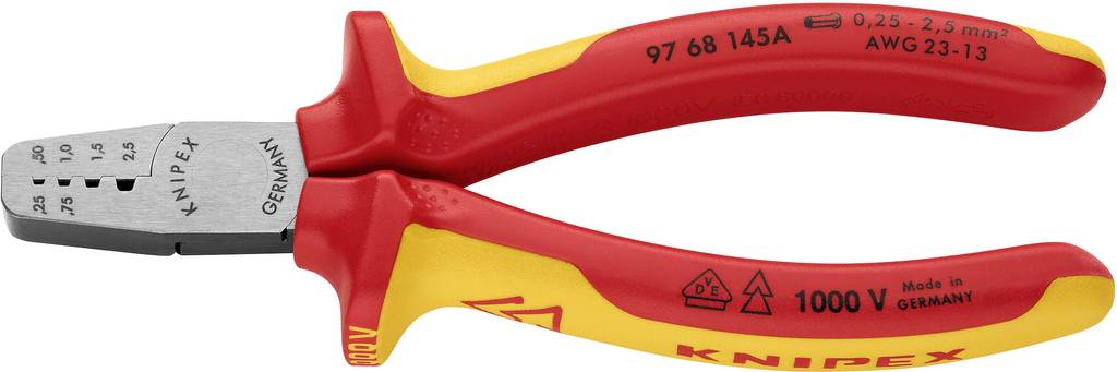 Crimpzange Knipex 97 68 145 A Aderendhülsen 0.25 bis 2.5 mm² - 4003773071754