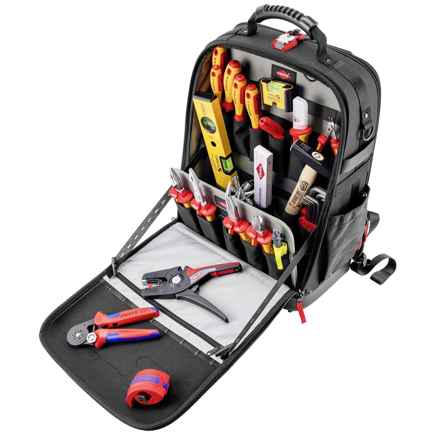 B-Ware Knipex Werkzeugrucksack Rucksack Elektro Set Schwarz Modular X18 Bestückt - 4003773089063