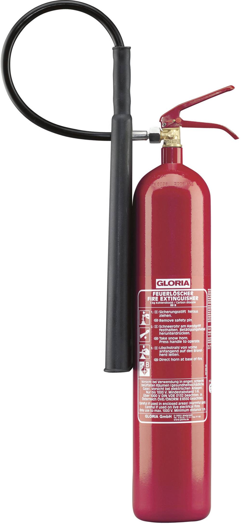 Gloria KS5ST Kohlendioxidfeuerlöscher Feuerlösche Brandlöscher 5L Leistungskl. B - 4006325206970