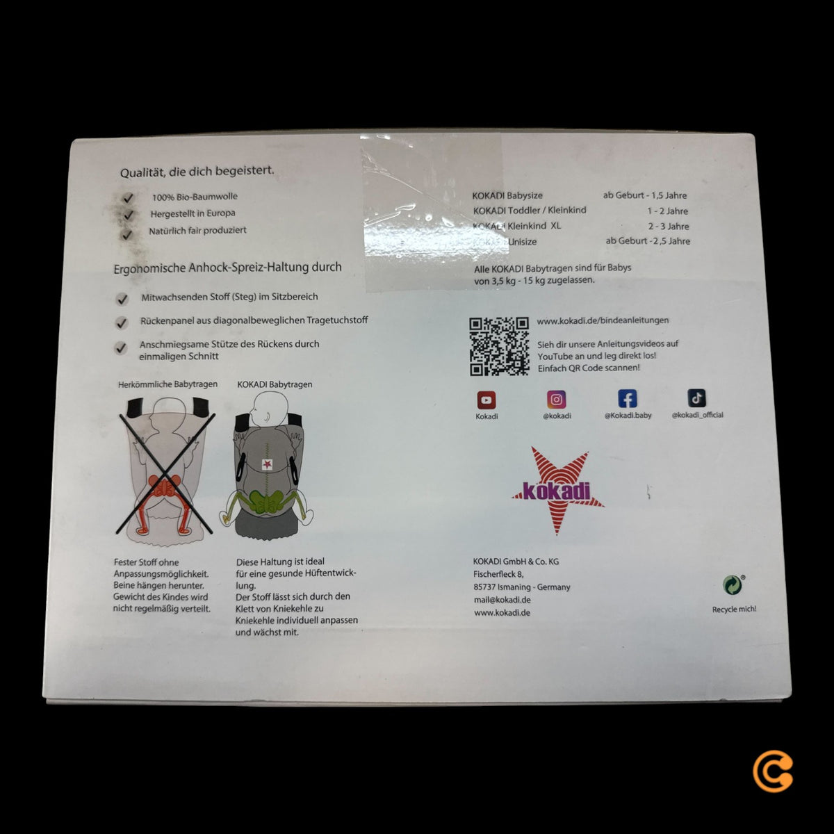 kokadi Babytrage Tragehilfe Flip Just Cream Trage Ergonomisch SIEHE TEXT/FOTO - 4255584217702