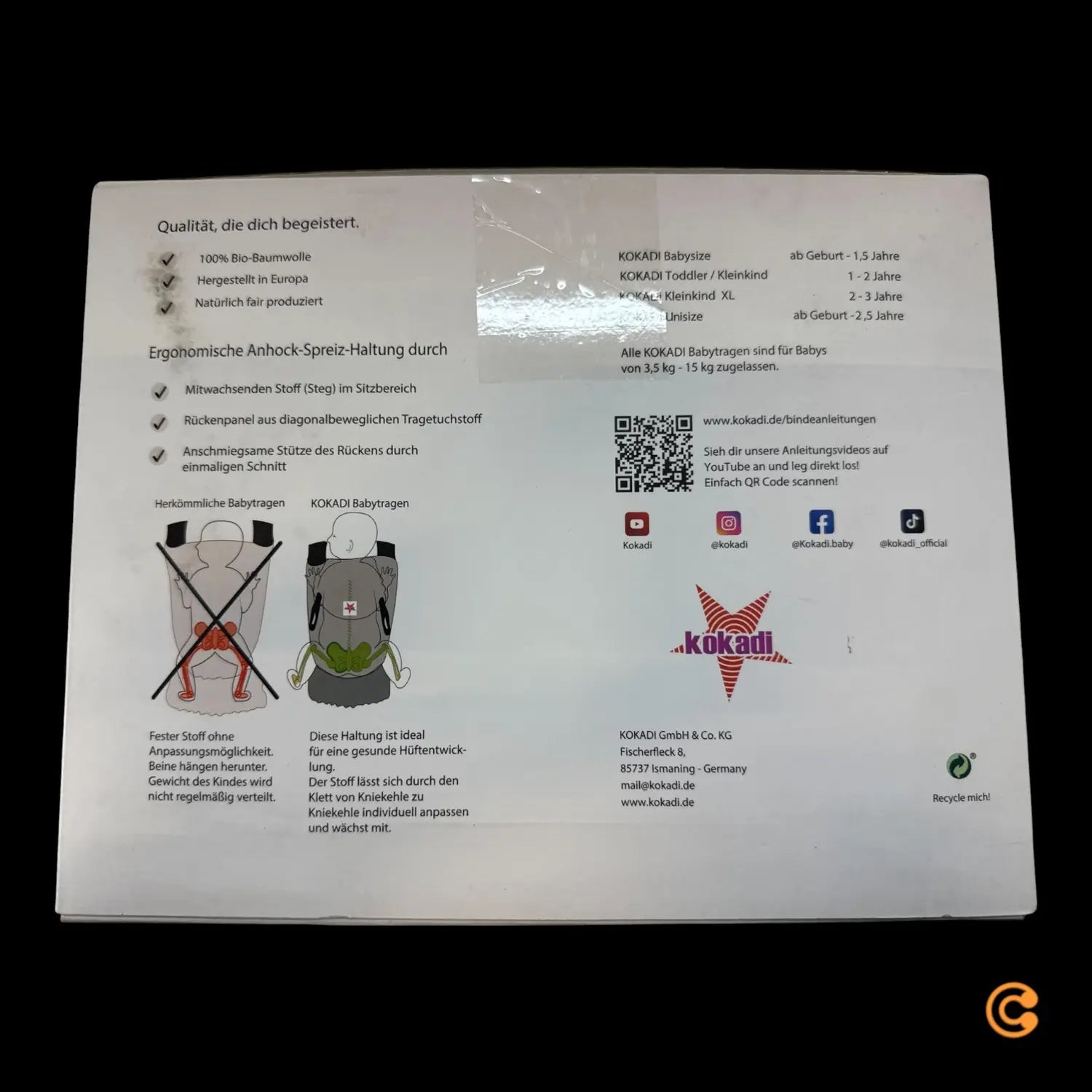 B-Ware Kokadi Babytrage Tragehilfe Flip Just Cream Trage Ergonomisch Siehe Text/Foto - 4255584217702