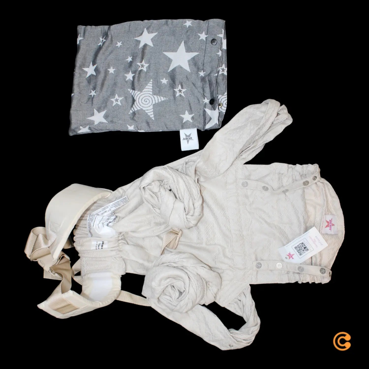 B-Ware Kokadi Babytrage Tragetuch Wrap Star Heart2 Heart Cream Baumwolle Siehe Text/Foto - 25542401