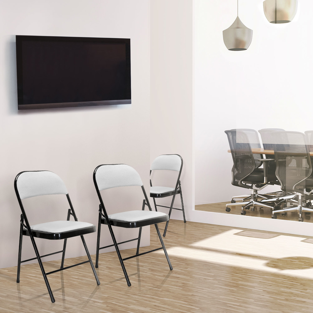 Hjh Office Konferenzstuhl / Besucherstuhl / Klappstuhl Tudela Pu Weiß Stuhl Sitz B-Ware - 4251084696795