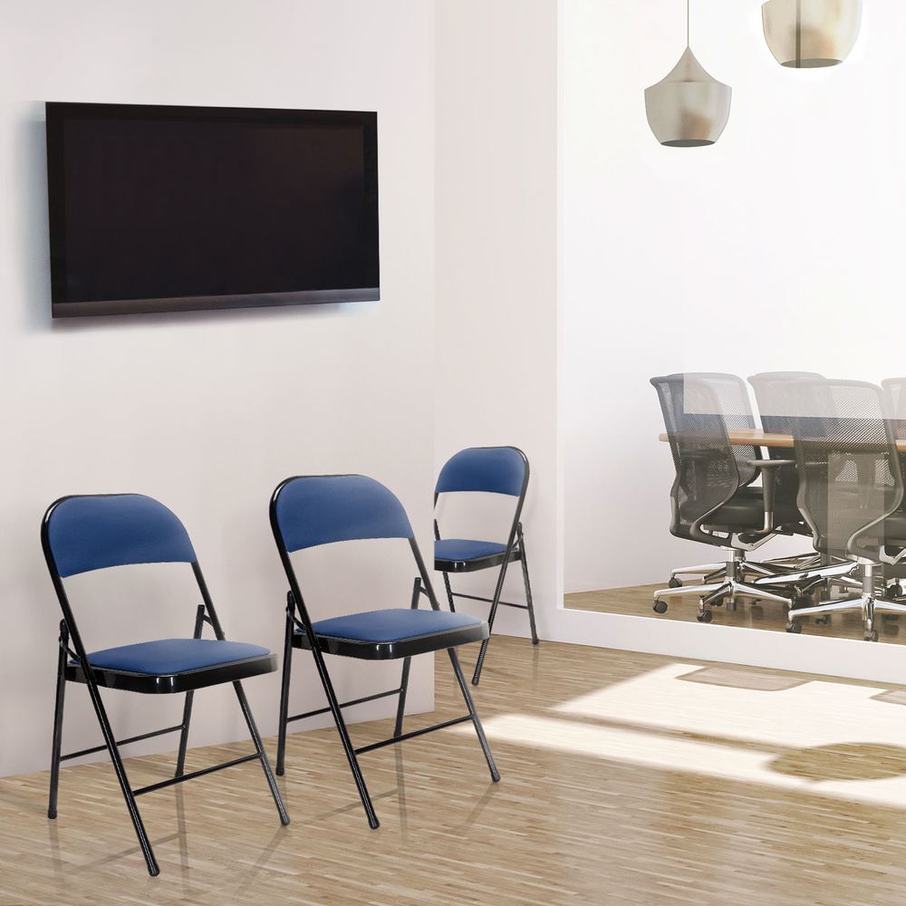 B-Ware Hjh Office Klappstuhl Stuhl Konferenzstuhl Blau Kunstleder Tudela