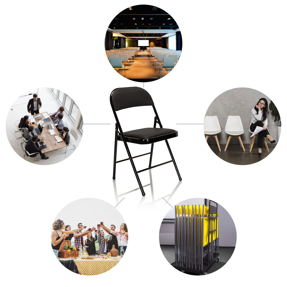 Hjh Office Konferenzstuhl Klappstuhl Besucherstuhl Schwarz Kunstleder 4er Set B-Ware - 4251084696825