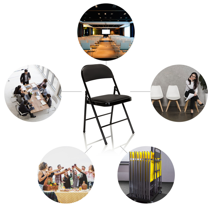 Hjh Office Konferenzstuhl Klappstuhl Besucherstuhl Schwarz Kunstleder 4er Set B-Ware - 4251084696825