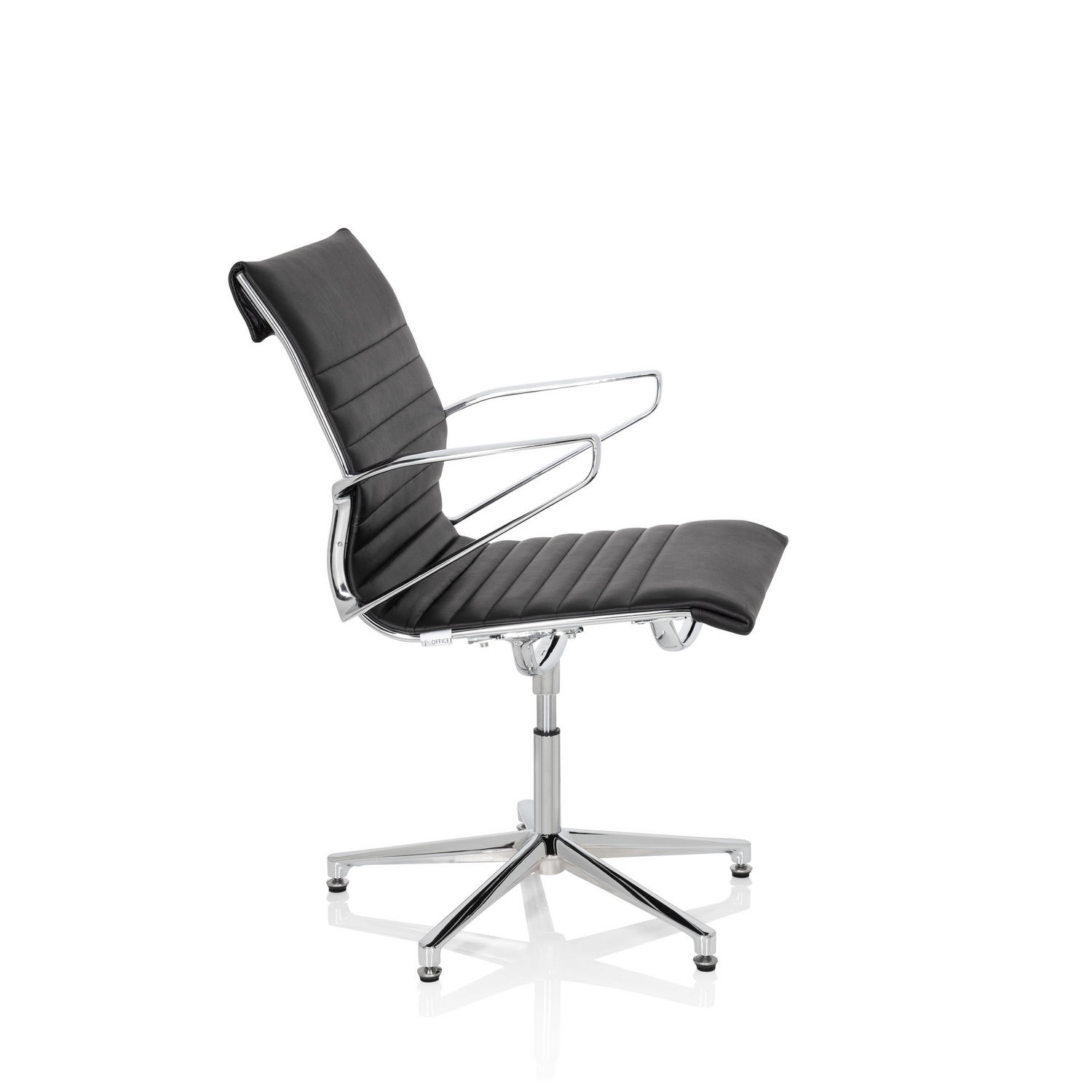 B-Ware Hjh Office Konferenzstuhl Besucherstuhl Leder Schwarz Drehstuhl Rückholautomatik - 4251084673505