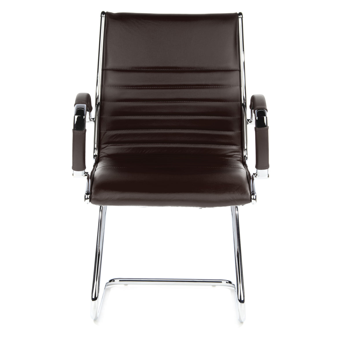 Hjh OFFICE PARMA V Konferenzstuhl Freischwinger Stuhl Leder braun Chrom - 4260182538548