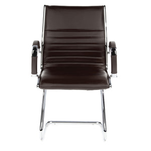 B-Ware Hjh OFFICE PARMA V Konferenzstuhl Freischwinger Stuhl Leder braun Chrom
