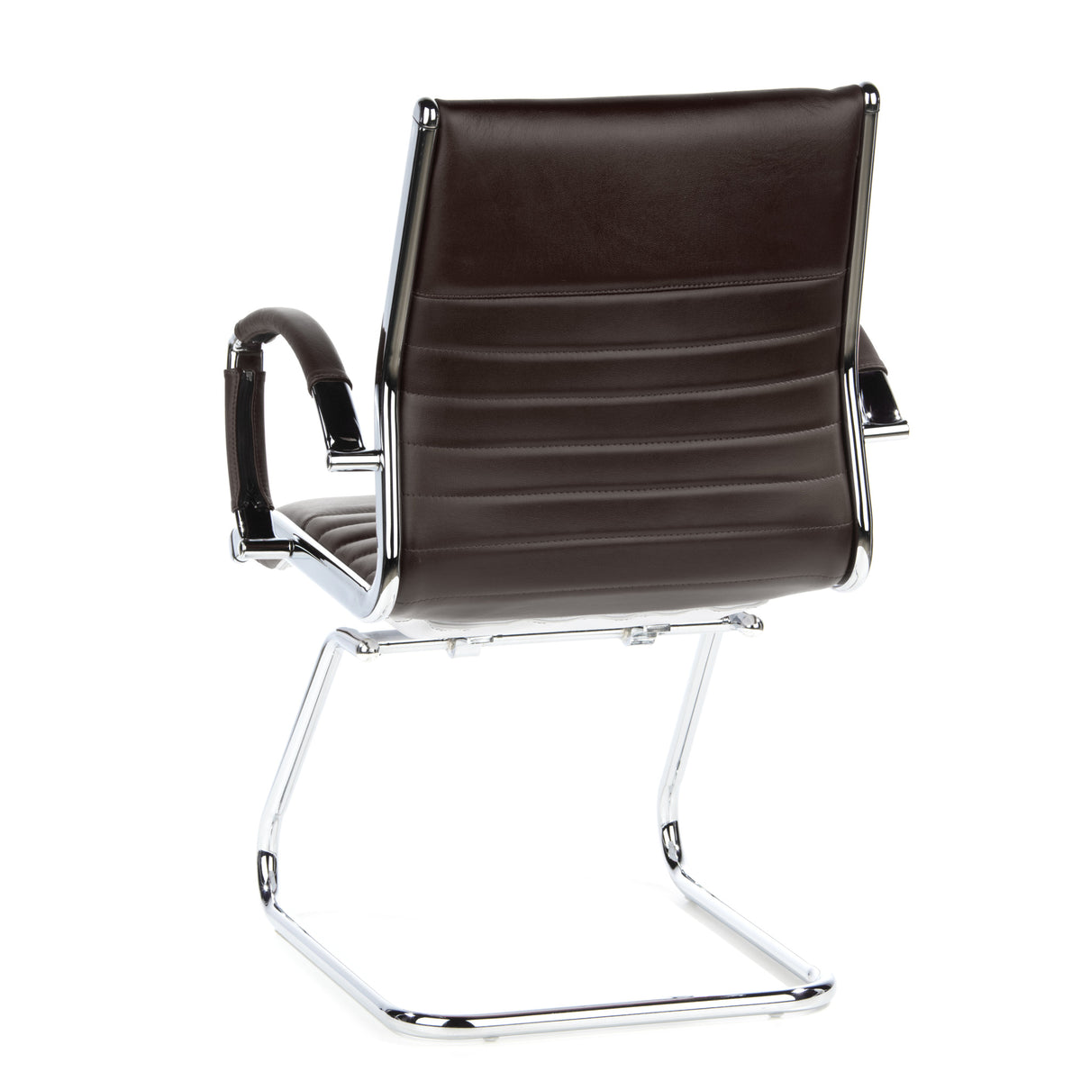 Hjh OFFICE PARMA V Konferenzstuhl Freischwinger Stuhl Leder braun Chrom - 4260182538548