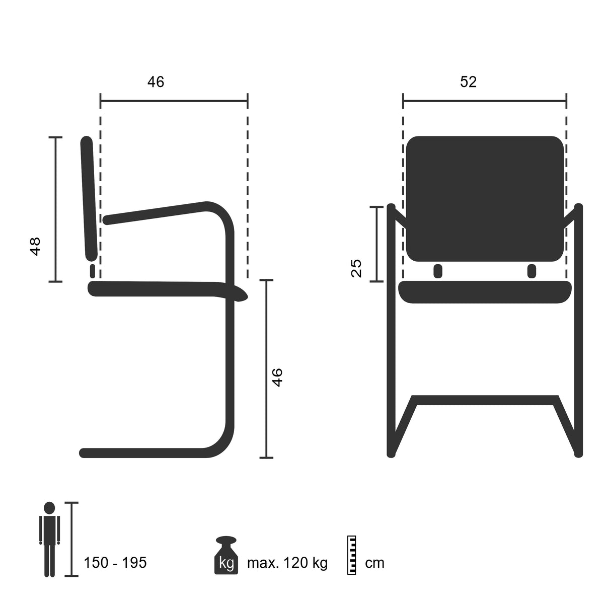 Hjh OFFICE PARMA V Konferenzstuhl Freischwinger Stuhl Leder braun Chrom - 4260182538548