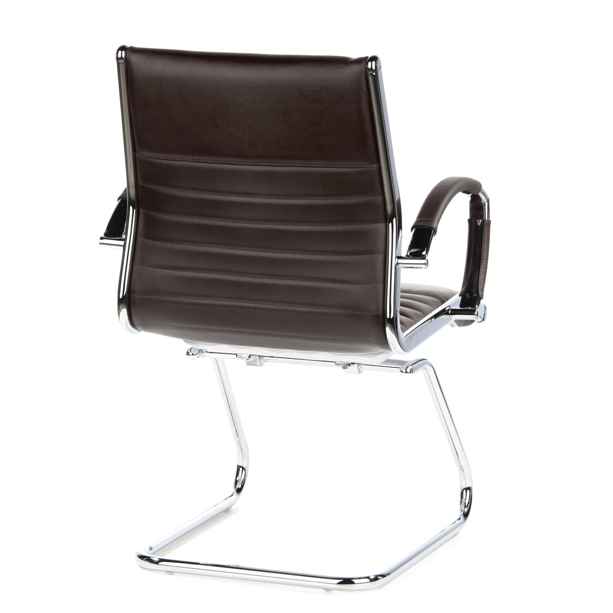 Hjh OFFICE PARMA V Konferenzstuhl Freischwinger Stuhl Leder braun Chrom - 4260182538548