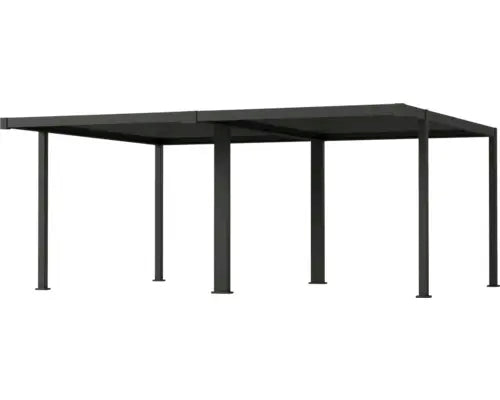 B-Ware Konsta Carport Unterstand Doppelcarport Flachdach Metall Anthrazit Ral7015  - 4306516777006