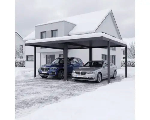 B-Ware Konsta Carport Unterstand Doppelcarport Flachdach Metall Anthrazit Ral7015  - 4306516777006