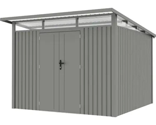 B-Ware Konsta Gartenhaus Gerätehaus Hütte Fusio Grau Graualuminium Metall Fenster - 4306516663019