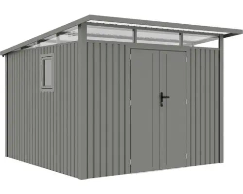 B-Ware Konsta Gartenhaus Gerätehaus Hütte Fusio Grau Graualuminium Metall Fenster - 4306516663019