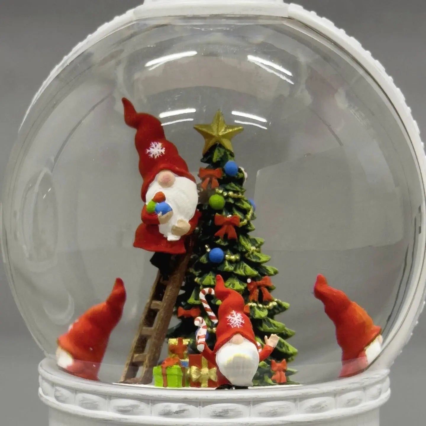 B-Ware Konstsmide Laterne Schneekugel Led Kugellaterne Weihnachtsmann Weiß Timer Innen - 7318304300201