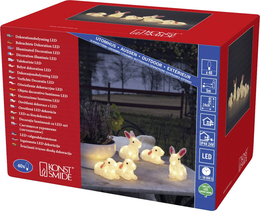 Konstsmide 6289 103 Acryl Figur Skulptur Hase Lampe Deko Warmweiß Led Klar Eek F B-Ware - 7318302891039