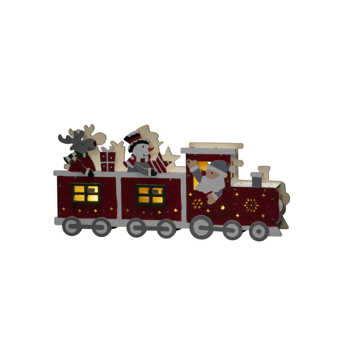 Konstsmide Christmas Dekoleuchte Holzsilhouette Zug LED Leuchte USB Batterie - 7318303258558