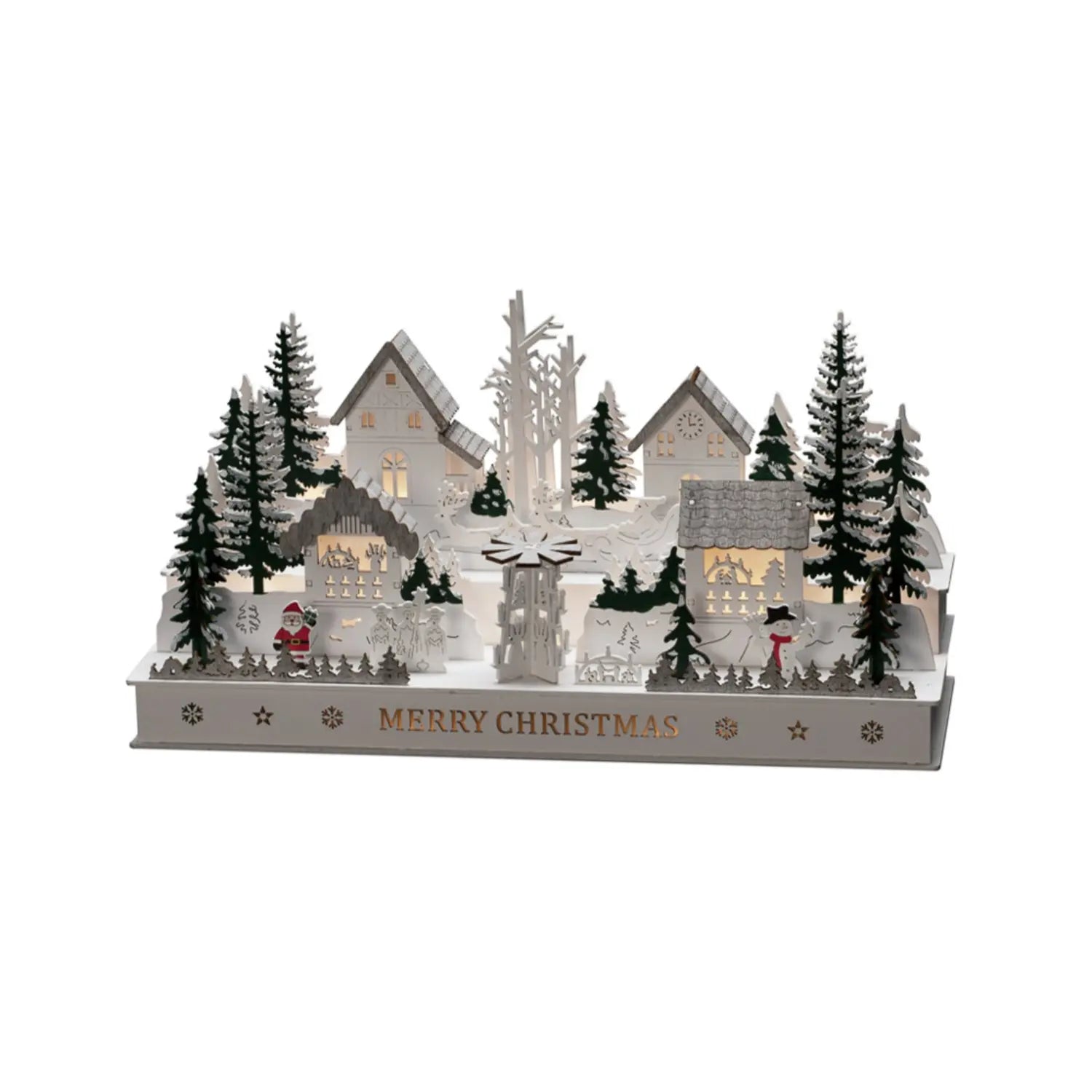 B-Ware Konstsmide Schwibbogen Lichterbogen Holz Led Dorf Batterie Trafo Weiß Grau - 7318303265211