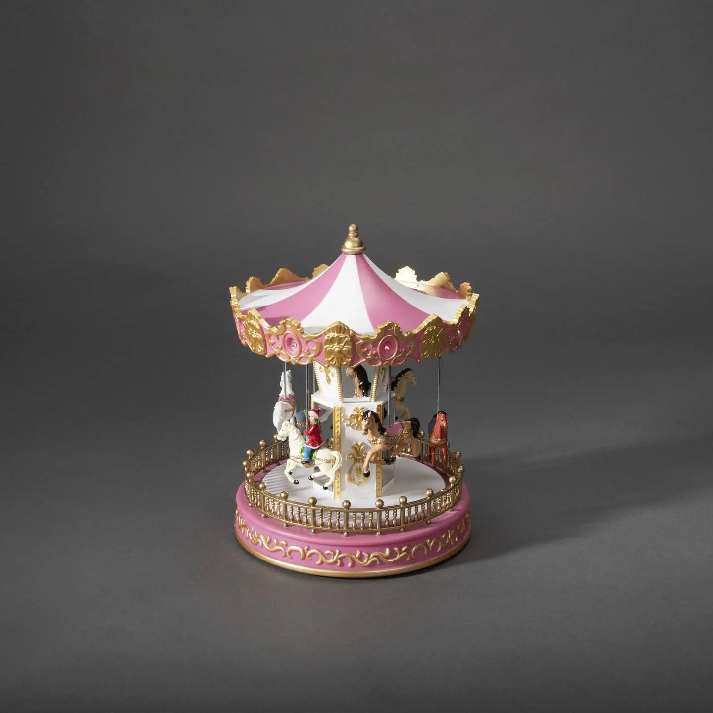 B-Ware Konstsmide Szenerie Karussell Pferdekarussell Led Warmweiß Pink Gold Innen - 7318304177001