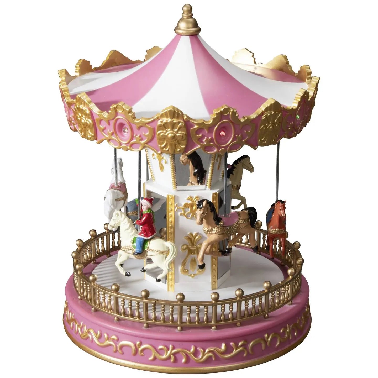 B-Ware Konstsmide Szenerie Karussell Pferdekarussell Led Warmweiß Pink Gold Innen - 7318304177001