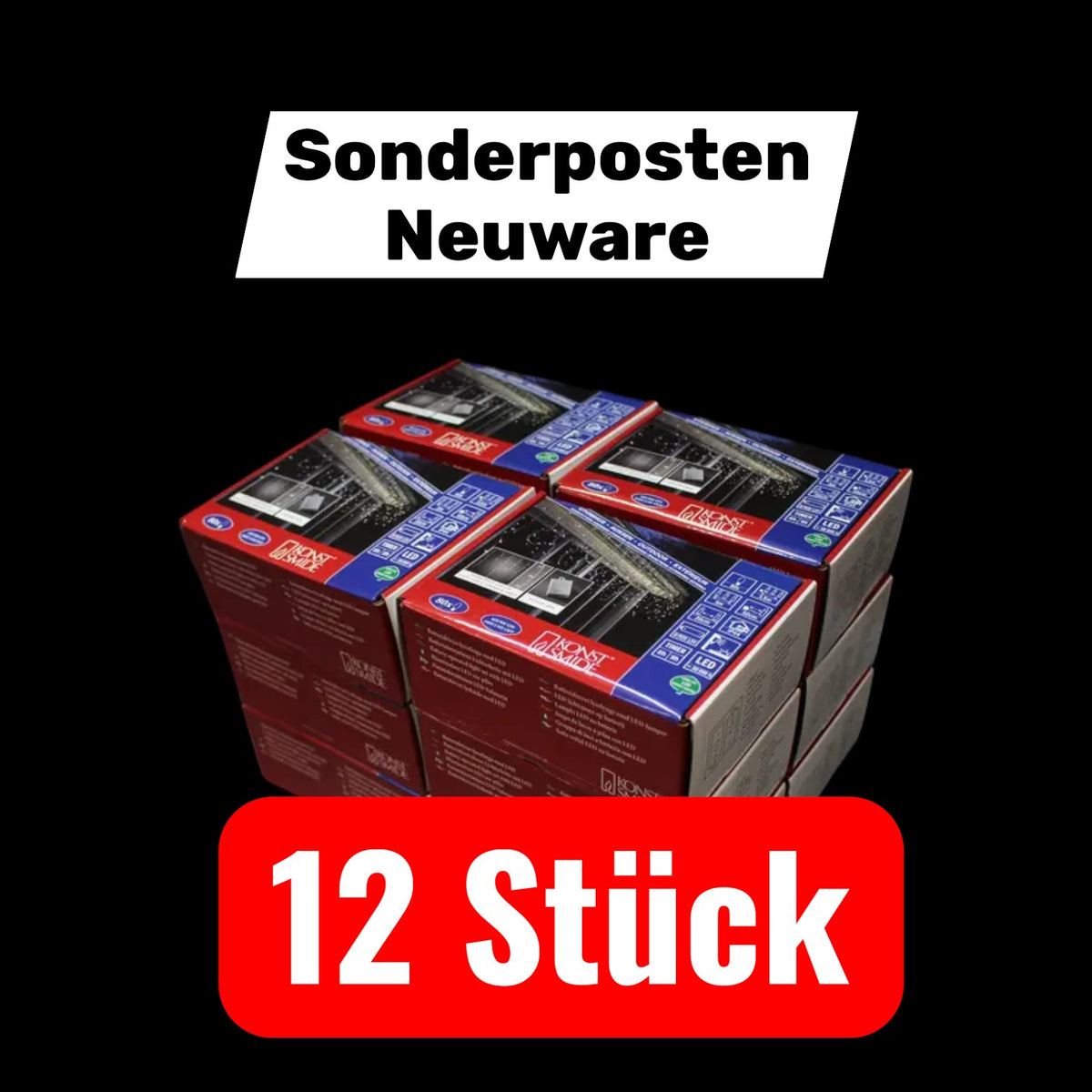 Konstsmide Lichtervorhang-Eisregen Außen 1,5 V 80 LED Warm-Weiß 300cm 12 STÜCK - 7318307391022