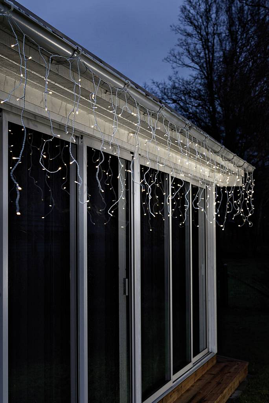 B-Ware Konstsmide Lichtervorhang Eisregen Außen 1,5 V 80 Led Warm Weiß 300cm 12 Stück - 7318307391022