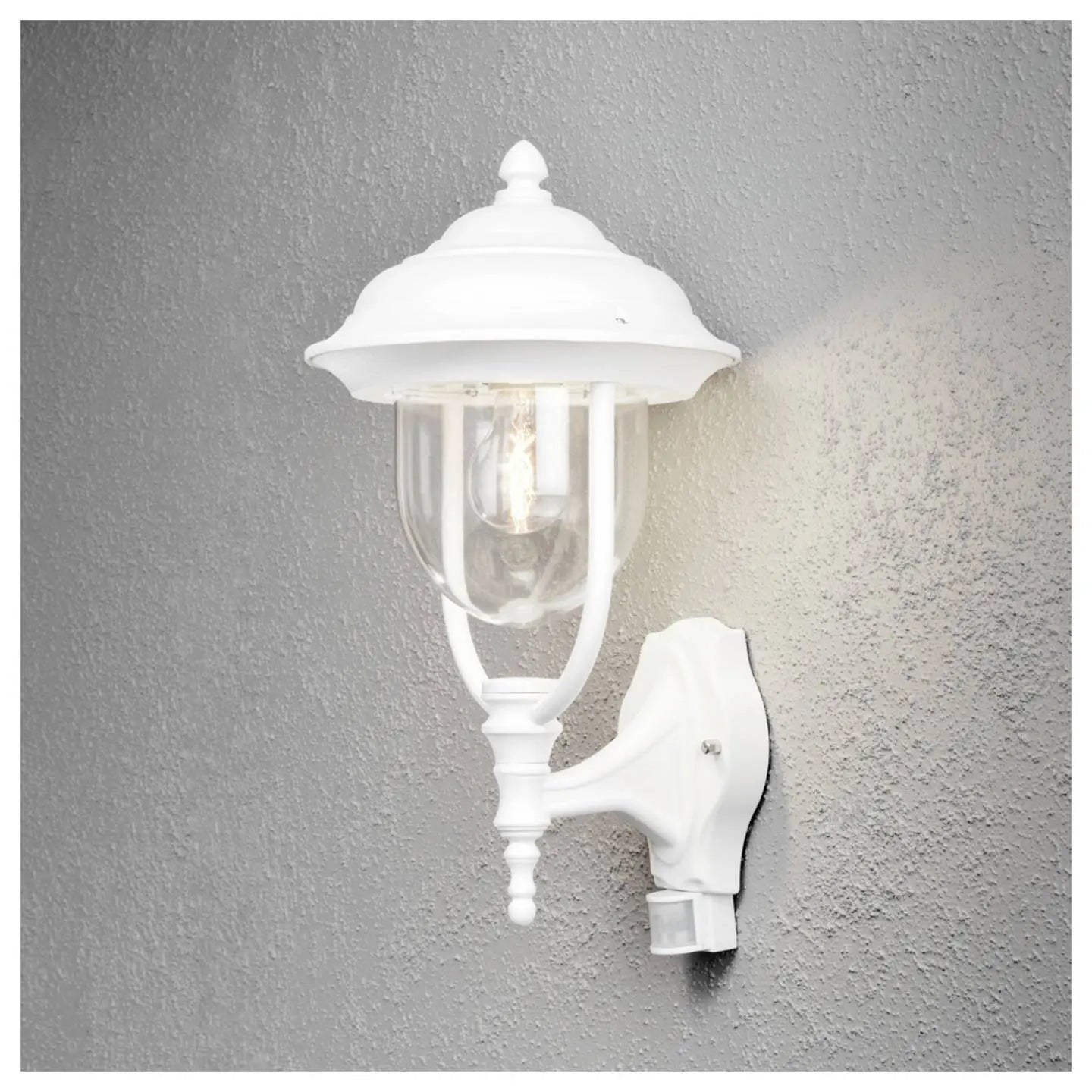 B-Ware Konstsmide Außenwandleuchte Wandlampe Bewegungsmelder Parma Weiß E27 Led Weiß - 7318307235258