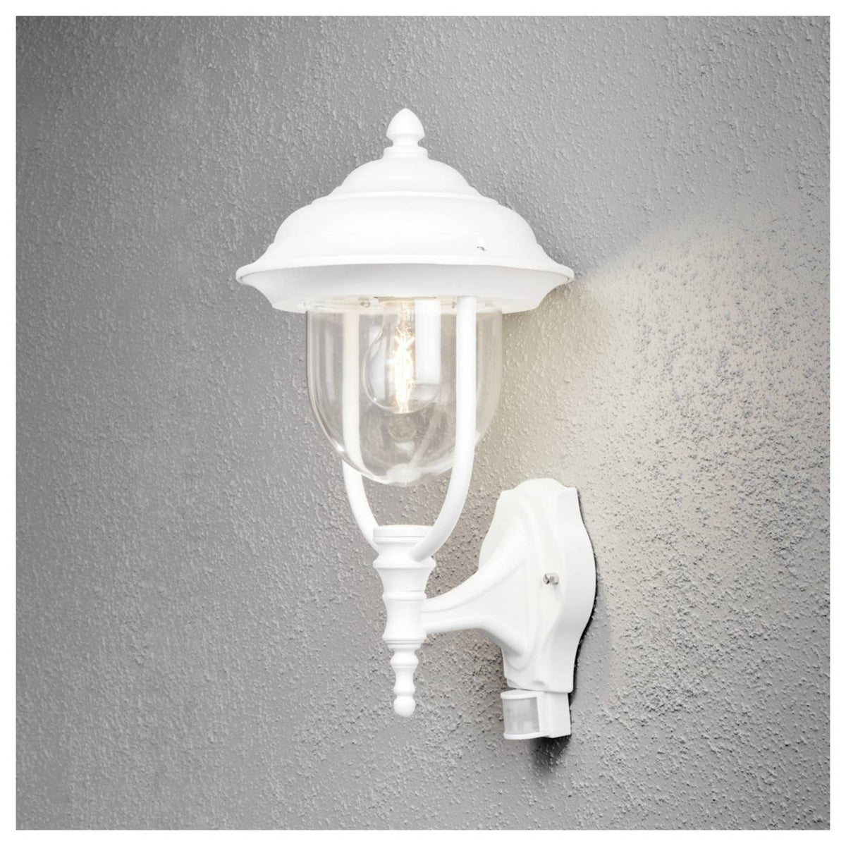 Konstsmide Außenwandleuchte Wandlampe Bewegungsmelder Parma Weiß E27 LED Weiß - 7318307235258