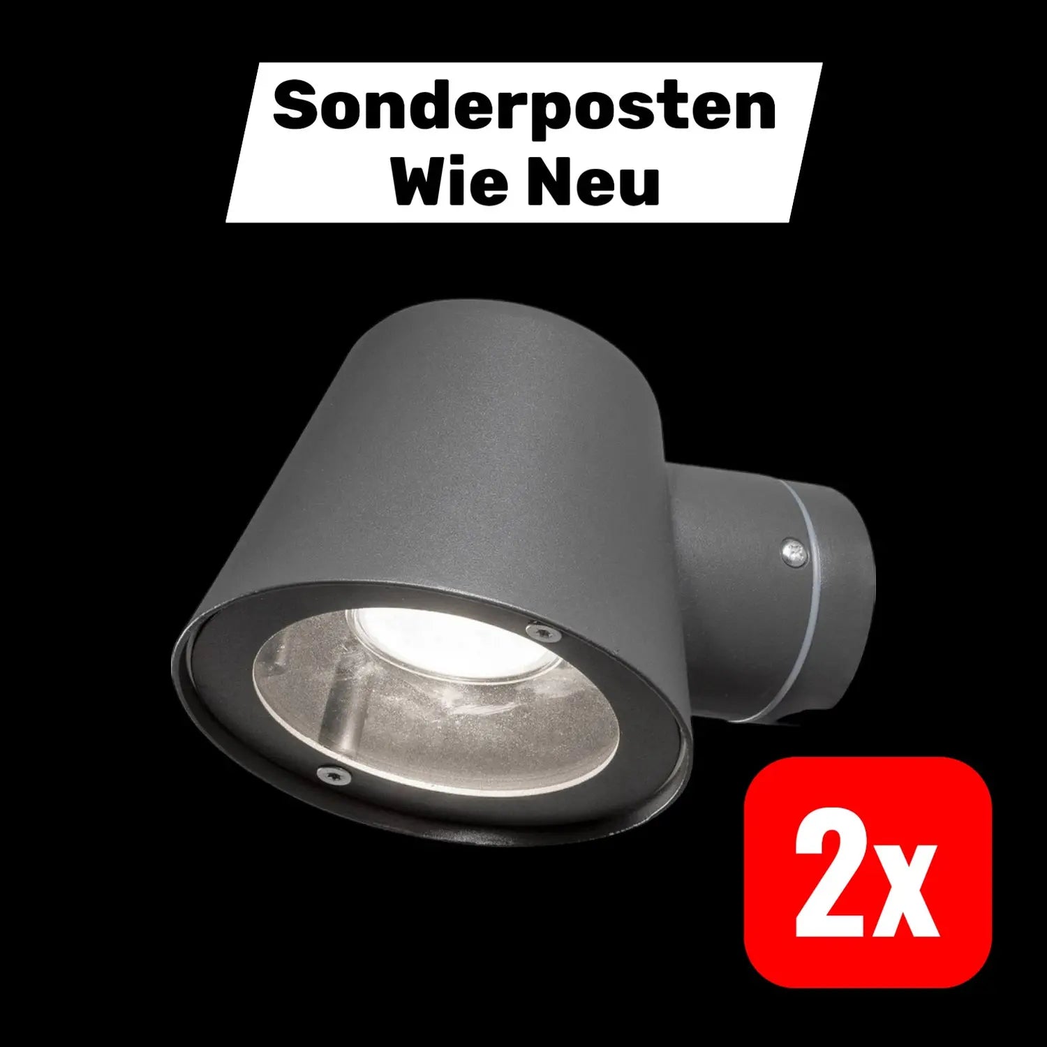 B-Ware Konstsmide Trieste 7523 370 Außenwandleuchte Halogen Gu10 35 W Schwarz 2 Stück - 7318307523379