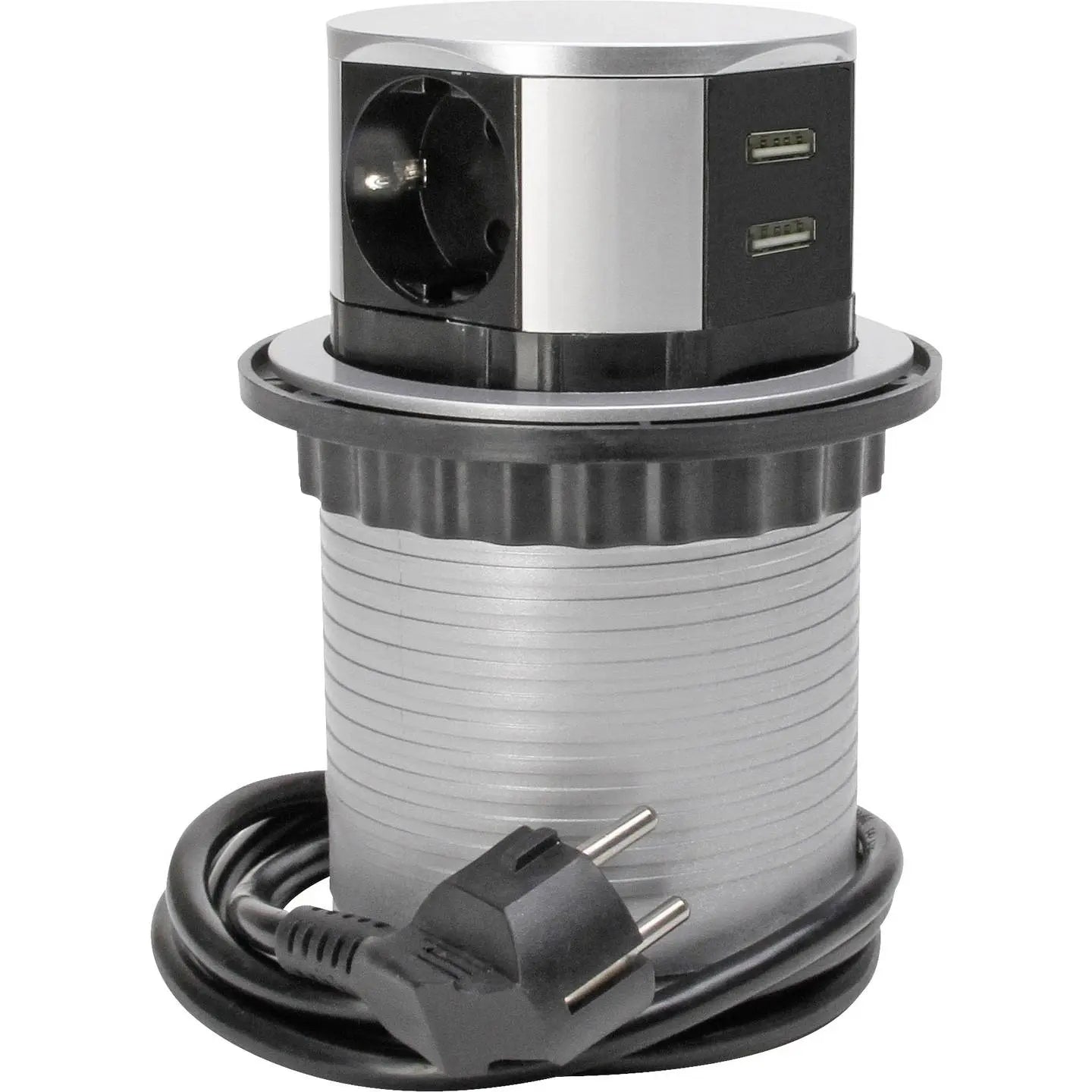 B-Ware Kopp Steckdosenturm Steckdosenleiste Usb Schutzkontakt Einbau Versenkbar Silber - 4008224608237