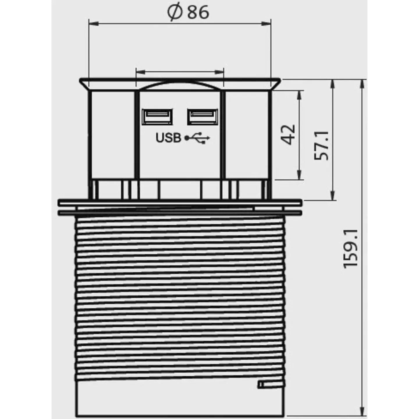 B-Ware Kopp Steckdosenturm Steckdosenleiste Usb Schutzkontakt Einbau Versenkbar Silber - 4008224608237