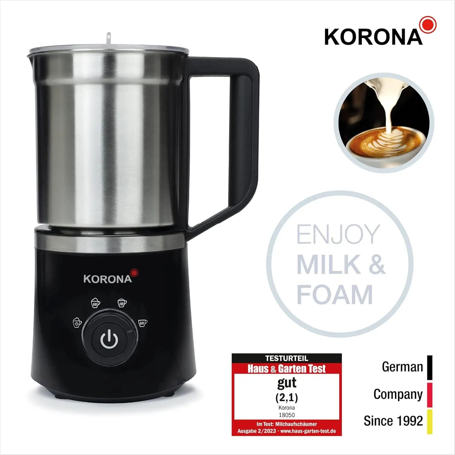 B-Ware Korona Milchaufschäumer Milchschäumer Induktion Aufschäumer Lieferumfang - 4053035180502
