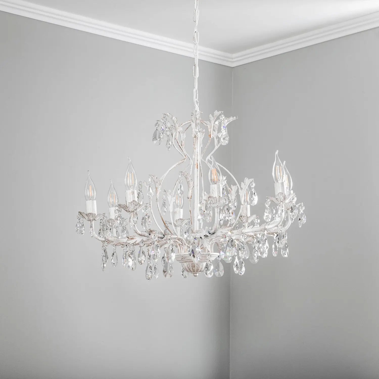 B-Ware Onli Kristall Kronleuchter Teresa Hängeleuchte Lampe Elfenbein 8 Flg Siehe Text