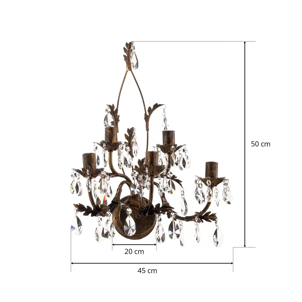 ONLI Kristall-Wandleuchte Teresa bronze fünfflammig Wandlampe Lampe Leuchte Spot - 8030626518612