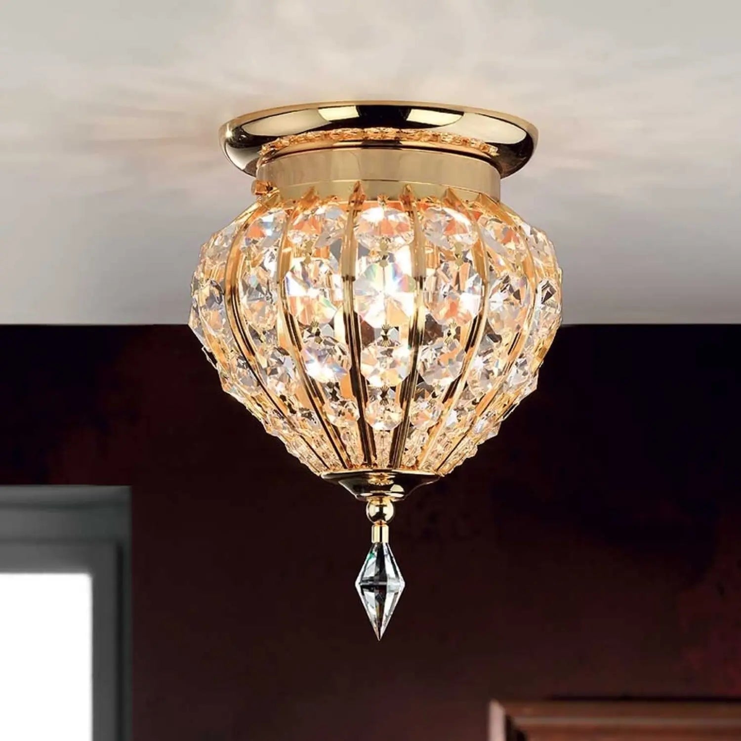 B-Ware Schöler Kristalldeckenleuchte Lampe Moskva 17 Cm Gold Transparent Messing G9 - 9003090204205