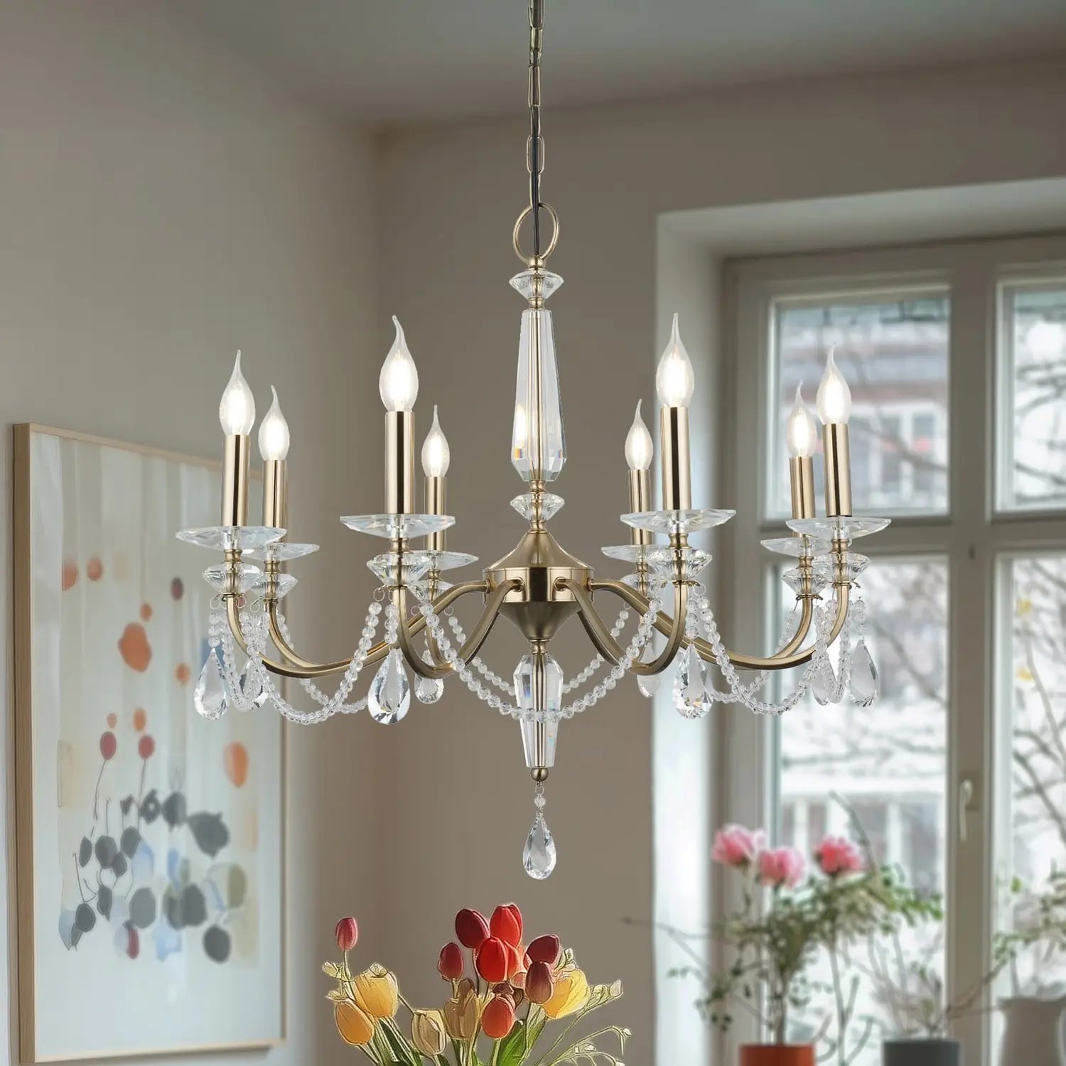 B-Ware Kronleuchter Lampe Leuchte Adone Rund Messing Kristallglas Beleuchtung 8 Flammig - 8698525681976