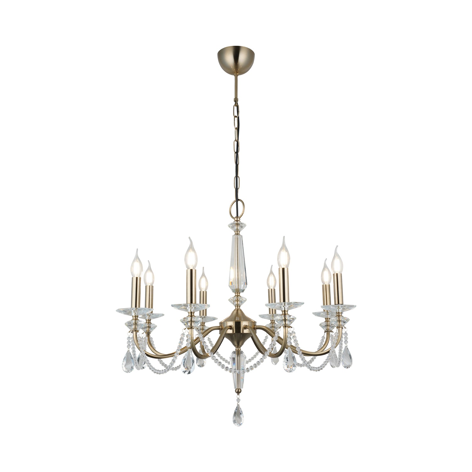 B-Ware Kronleuchter Lampe Leuchte Adone Rund Messing Kristallglas Beleuchtung 8 Flammig - 8698525681976