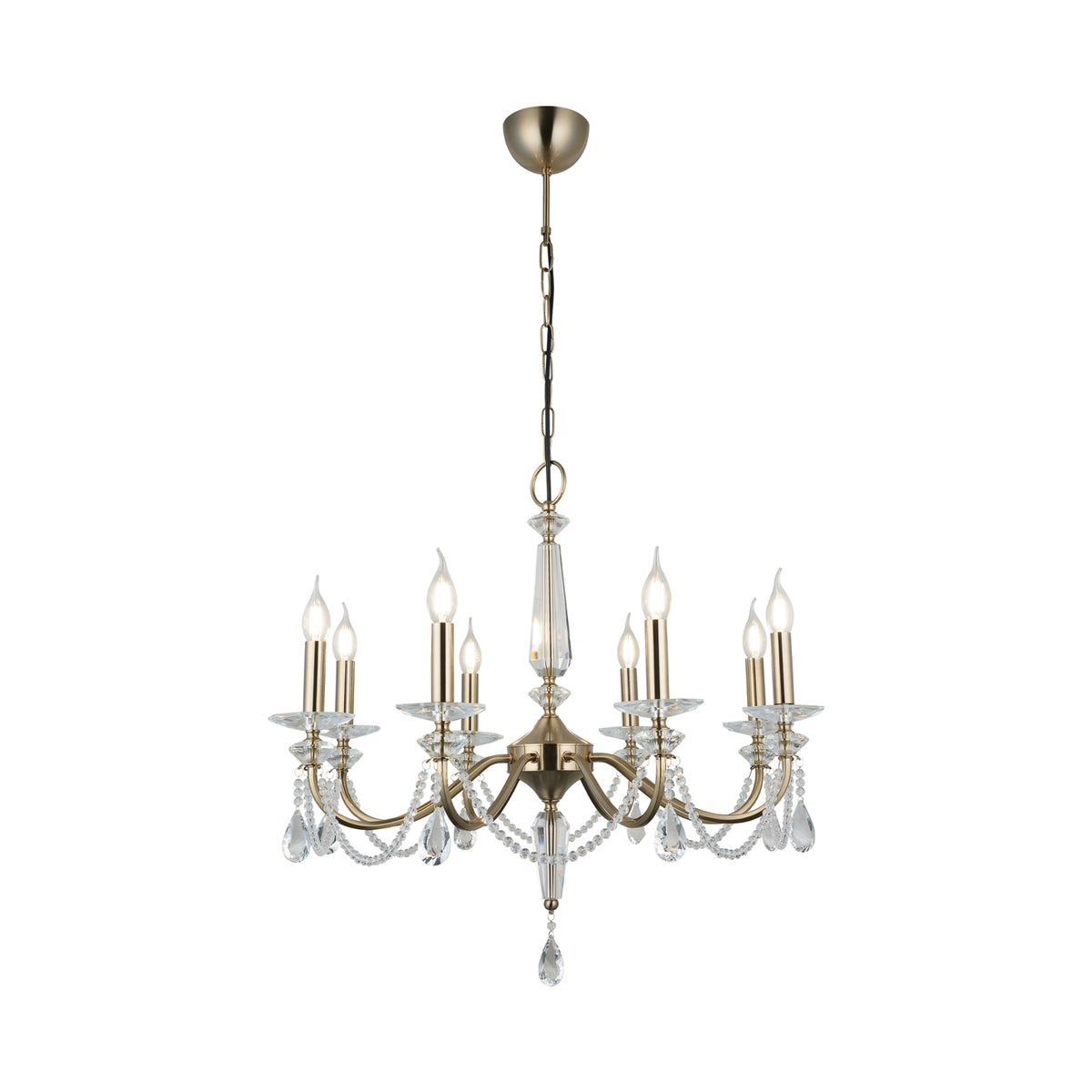 Kronleuchter Lampe Leuchte Adone rund Messing Kristallglas Beleuchtung 8-flammig - 8698525681976