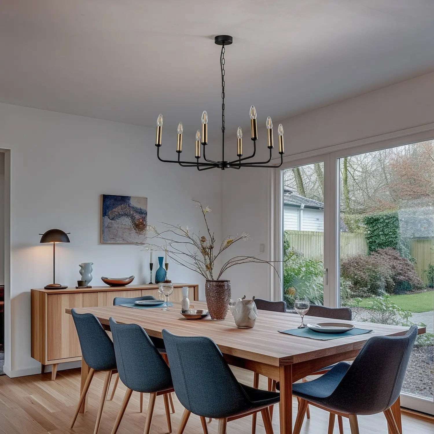 B-Ware Ampli Kronleuchter Leuchte Schwarz Gold 8 Flammig Deckenleuchte Hängeleuchte 726 - 5905563001288